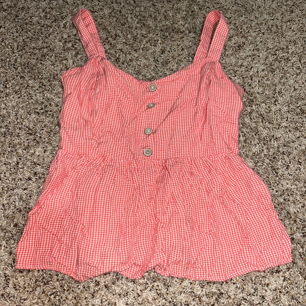 Red Gingham Sleeveless Top